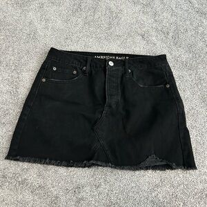 American Eagle Outfitters Black Frayed Mini Skirt